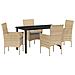 Set da Pranzo per Giardino con cuscino 5 pcs Beige Poly Rattan - Foto miniatura 1