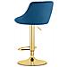 Sgabello girevole VALORA DAKA - Velluto blu navy con base dorata - Foto miniatura 5