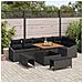Set di Divani da Giardino  9 Pezzi con Cuscini Nero Polyrattan Acacia, Divano da Giardino  2 Posti con Cuscini Nero Polyrattan, Set da Pranzo da Giardino  3 Pezzi con Cuscini Nero Polyrattan Acacia - Foto miniatura 2