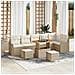 Set di divani da giardino da 9 pezzi con cuscini in rattan sintetico beige in acacia,  Divano da giardino per 2 persone con cuscini in rattan sintetico beige,  Set da pranzo da giardino da 3 pezzi con cuscini in rattan sintetico beige in acacia - Foto miniatura 2
