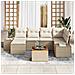 Set Divano da Giardino 7 Pezzi con Cuscini Beige Polyrattan Acacia - Foto miniatura 3