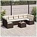Set Divano da Giardino a 8 Pezzi con Cuscini Marrone Polyrattan, Divano da Giardino a Due Posti con Ripostiglio e Cuscini Marrone Polyrattan - Foto miniatura 2
