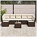 Set Divano da Giardino a 8 Pezzi con Cuscini Marrone Polyrattan, Divano da Giardino a Due Posti con Ripostiglio e Cuscini Marrone Polyrattan - Foto miniatura 3