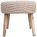 Panca In Legno E Cotone 82x43x43h Cm Beige - Foto miniatura 4