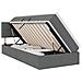 Letto con contenitore e LED Grigio scuro 90 x 190 cm Tessuto - Foto miniatura 1