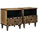 Mobiletto da Letto con cassetto 2 pcs Marrone 40 x 33 x 46 cm - Foto miniatura 1