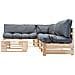 Set Divani Da Giardino Pallet 4pz Con Cuscini Grigi Legno Fsc - Foto miniatura 2
