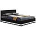 Newyork Struttura Letto In Similpelle Nera Con Contenitore E Led 140x190 Cm - Foto miniatura 1