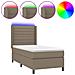 Letto A Molle Con Materasso E Led Tortora 90x200 Cm In Tessuto - Foto miniatura 1