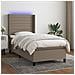Letto A Molle Con Materasso E Led Tortora 90x200 Cm In Tessuto - Foto miniatura 8