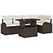 Set divani da giardino  con cuscini marrone polirattan in 6 pezzi, Divano giardino  a 2 posti con spazio di stoccaggio e cuscini marrone polirattan - Foto miniatura 1
