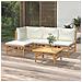 Set Salotto da Giardino 5pz con Cuscini Bianco Crema in Bambù - Foto miniatura 2