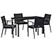 Set da Pranzo per Giardino 5 pcs Nero Poly Rattan - Foto miniatura 1