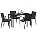 Set da Pranzo per Giardino 5 pcs Nero Poly Rattan - Foto miniatura 3