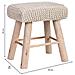 Sgabello In Cotone Intrecciato E Legno Bianco 26x39x44h Cm - Foto miniatura 3