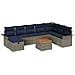 Set Divano da Giardino con cuscino 9 pcs Grigio Poly Rattan - Foto miniatura 1
