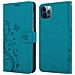 Custodia Compatibile Con Apple Iphone 12 Pro Max (6,7"" Zoll) In Blu Fiore - Coperchio Protettivo In Design Floreale Con Chiusura Magnetica, Funzione Stand E Slot Per Carte - Foto miniatura 8