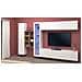 Parete Attrezzata Dino, Set Salotto Porta Tv A 4 Ante, Mobile Soggiorno Multiuso Con Vetrina E Luce Led, 100% Made In Italy, Cm 280x30h180, Bianco Lucido E Acero - Foto miniatura 1