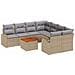 Set di divani da giardino 9 pezzi con cuscini Beige Polyrattan Acacia, Divano da giardino 2 posti con spazio di stoccaggio e cuscini Beige Polyrattan - Foto miniatura 1
