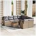 Set di divani da giardino 9 pezzi con cuscini Beige Polyrattan Acacia, Divano da giardino 2 posti con spazio di stoccaggio e cuscini Beige Polyrattan - Foto miniatura 2
