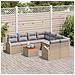 Set di divani da giardino 9 pezzi con cuscini Beige Polyrattan Acacia, Divano da giardino 2 posti con spazio di stoccaggio e cuscini Beige Polyrattan - Foto miniatura 3