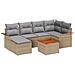 Set Divano da Giardino 7 Pezzi con Cuscini Beige Polyrattan Acacia - Foto miniatura 1