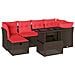 Set Divani da Giardino 7 pz con Cuscini Marrone in Polyrattan - Foto miniatura 1