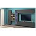 Parete Attrezzata Dino, Set Salotto Porta Tv A 4 Ante, Mobile Soggiorno Multiuso Con Vetrina E Luce Led, 100% Made In Italy, Cm 280x30h180, Antracite E Acero - Foto miniatura 1