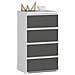 Cassettiera CL4, 4 cassetti, 40x35x74 cm, Colore Bianco e Grigio Grafite - Foto miniatura 1