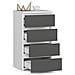 Cassettiera CL4, 4 cassetti, 40x35x74 cm, Colore Bianco e Grigio Grafite - Foto miniatura 2