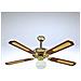 Ventilatore Da Soffitto Con Plafoniera 4 Pale In Legno Finitura Ottone E Paglia Diametro 130 Cm - Foto miniatura 1