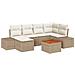 Set Divano da Giardino 7 Pezzi con Cuscini Beige Polyrattan Acacia - Foto miniatura 1