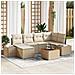 Set Divano da Giardino 7 Pezzi con Cuscini Beige Polyrattan Acacia - Foto miniatura 2