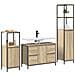 Set di Mobili per Bagno 3 Pezzi Rovere Sonoma Legno Ingegnerizzato - Foto miniatura 3