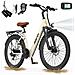 Bicicletta Elettrica 24 Pollici E-bike 250w Batteria 36v10ah Autononomia 30-60km Con Ripiani Su7- Beige - Foto miniatura 1