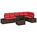 Set Divano da Giardino 7 pcs Marrone e Rosso polyrattan - Foto miniatura 1