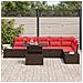 Set Divano da Giardino 7 pcs Marrone e Rosso polyrattan - Foto miniatura 3