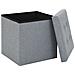 Sgabello Pieghevole In Simil Lino 38x38x38 Cm Grigio Chiaro - Foto miniatura 4