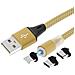 Cavo Da Usb A Lightning, Carica Da Usb-c E Micro-usb E Synchro 2.4a 1.2m Oro - Foto miniatura 2