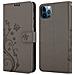 Custodia Compatibile Con Apple Iphone 12 Pro Max (6,7"" Zoll) In Grigio Fiore - Coperchio Protettivo In Design Floreale Con Chiusura Magnetica, Funzione Stand E Slot Per Carte - Foto miniatura 8