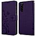 Cadorabo Custodia Compatibile Con Sony Xperia 5 In Lilla Scuro Fiore - Coperchio Protettivo In Design Floreale Con Chiusura Magnetica, Funzione Stand E Slot Per Carte - Foto miniatura 8