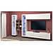 Parete Attrezzata Demetrio, Set Salotto Porta Tv A 4 Ante, Mobile Soggiorno Multiuso, 100% Made In Italy, Cm 280x30h180, Bianco Lucido E Acero - Foto miniatura 1