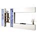Parete Attrezzata Demetrio, Set Salotto Porta Tv A 4 Ante, Mobile Soggiorno Multiuso, 100% Made In Italy, Cm 280x30h180, Bianco Lucido E Acero - Foto miniatura 2