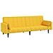 Divano Letto A 2 Posti Con 2 Cuscini Giallo In Tessuto - Foto miniatura 1