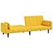 Divano Letto A 2 Posti Con 2 Cuscini Giallo In Tessuto - Foto miniatura 3