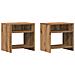 Comodini 2pz Rovere Artigianale 40x30x40 Cm In Truciolato - Foto miniatura 2