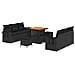 Set di divani da giardino  9 pezzi con cuscini Nero Polyrattan Acacia, Set da pranzo da giardino  3 pezzi con cuscini Nero Polyrattan Acacia - Foto miniatura 1