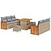 Set di divani da giardino 9 pezzi con cuscini Beige Polyrattan Acacia, Set da pranzo da giardino 3 pezzi con cuscini Beige Polyrattan Acacia - Foto miniatura 1