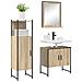 Set di Mobili per Bagno 3 Pezzi in Legno Ingegnerizzato Sonoma Oak, Specchio da Bagno  con Mensola Sonoma Oak 50x12x60 cm Legno Ingegnerizzato - Foto miniatura 3