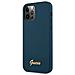 Guess Guhcp12llslmgbl Custodia Per Iphone 12 Pro Max 6,7 Blu /blu Con Logo Metallico Script - Foto miniatura 2